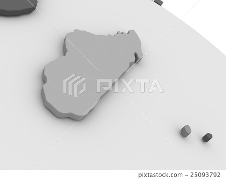 Madagascar on grey 3D map Madagascar on grey 3D map 25093792