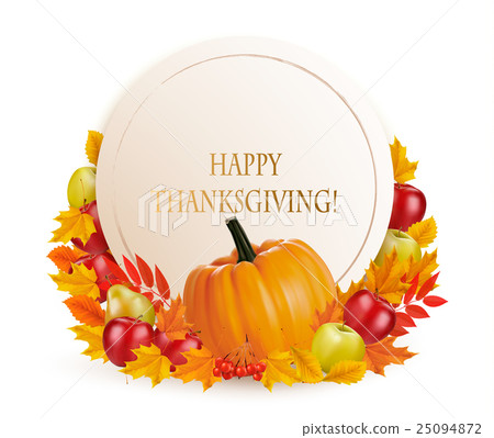 Happy Thanksgiving background with autumn leaves - Stock Illustration ...
