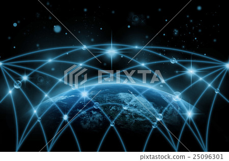 Part of earth with network line and point on the star and Milky Way background, Internet Network concept, Elements of this image furnished by NASA 25096301