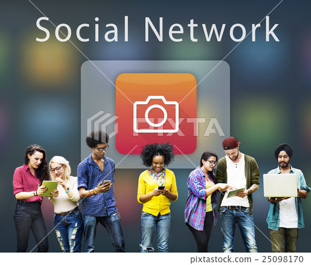 Digital Media Connection Camera Icon Concept 25098170
