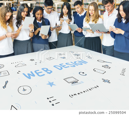 Webpage Browser Digital Icon Symbols Concept Webpage Browser Digital Icon Symbols Concept 25099504