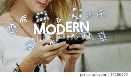 Digital Technology Icons Graphic Concept 25100293