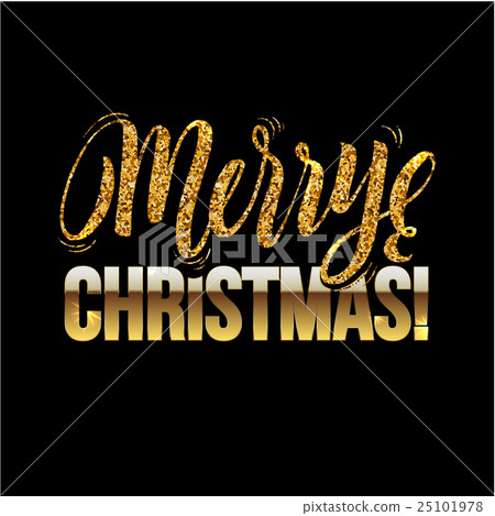 Christmas card Gold sparkles on black background 25101978
