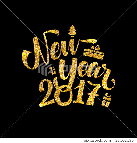Gold Happy New Year Card. Golden Shiny Glitter Gold Happy New Year Card. Golden Shiny Glitter 25102156
