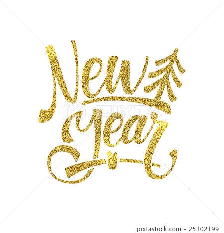 Gold Happy New Year Card. Golden Shiny Glitter Gold Happy New Year Card. Golden Shiny Glitter 25102199