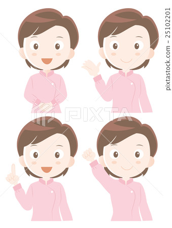 照顧者女性面部姿勢集合C 25102201