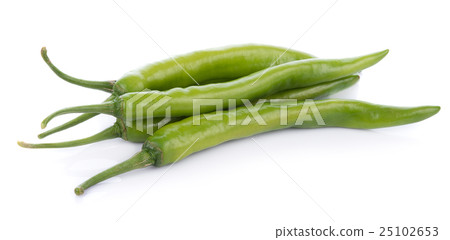 Green hot chili pepper on white background 25102653