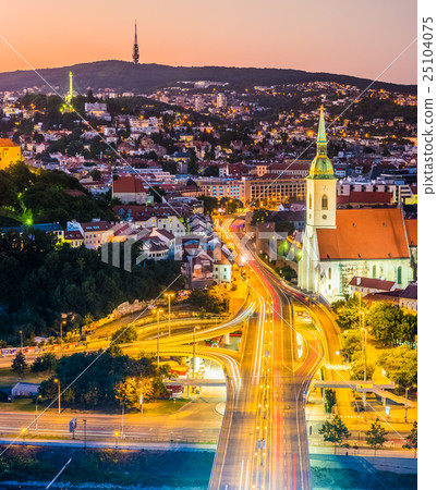 Night view of Bratislava city center 25104075