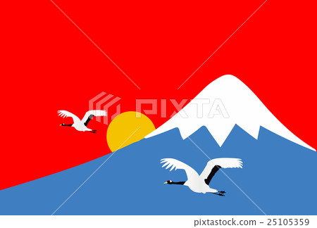 Rooster crane Fuji postcard 25105359