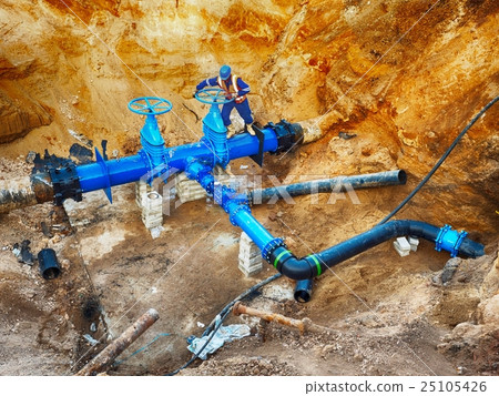 Technical open gate valve on drink water pipes Technical open gate valve on drink water pipes 25105426