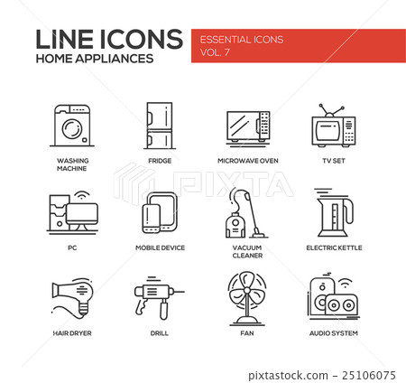 Home Appliances - simple line design icons set 25106075