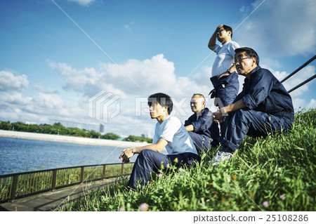 Factory staff during break Factory staff during break 25108286
