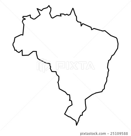 Black contour map of Brazil-插圖素材 [25109588] - PIXTA圖庫