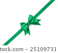 green ribbon with bow for packaging, isolated on 25109731