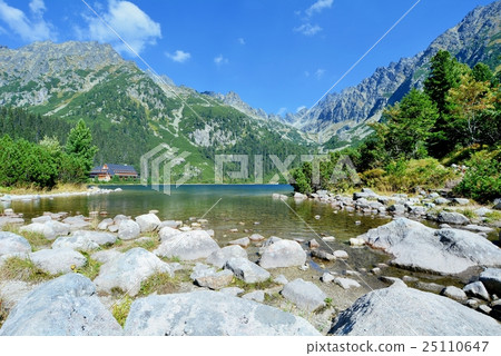Wide angle landscape shot of lake Popradske pleso Wide angle landscape shot of lake Popradske pleso 25110647