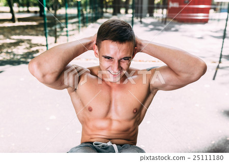 Healthy handsome active man with fit muscular body Healthy handsome active man with fit muscular body 25111180