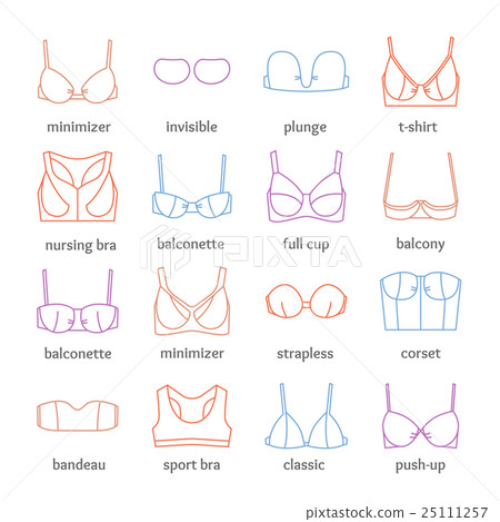Color Bra Thin Line Icons Set. Vector 25111257