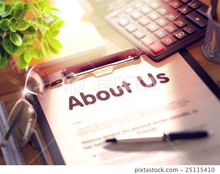 About Us Concept on Clipboard. 3D. About Us Concept on Clipboard. 3D. 25115410