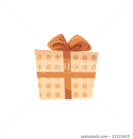 Christmas gift box in dotted wrapping paper with a 25115655