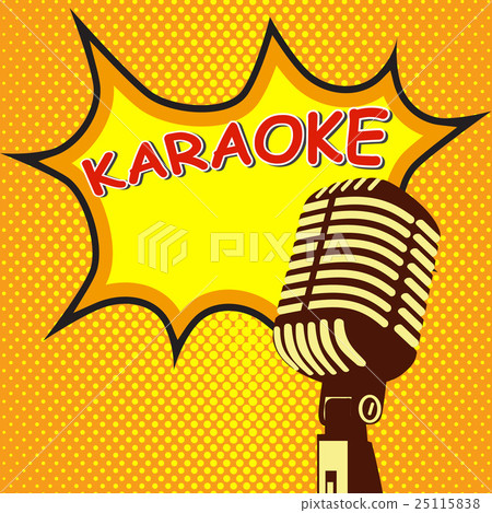Karaoke. Old microphone on pop art style Karaoke. Old microphone on pop art style 25115838