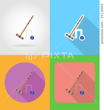 set equipment for croquet flat icons vector  25116003