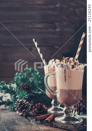 Cup of hot cocoa or coffee for Christmas . Toned 25116245