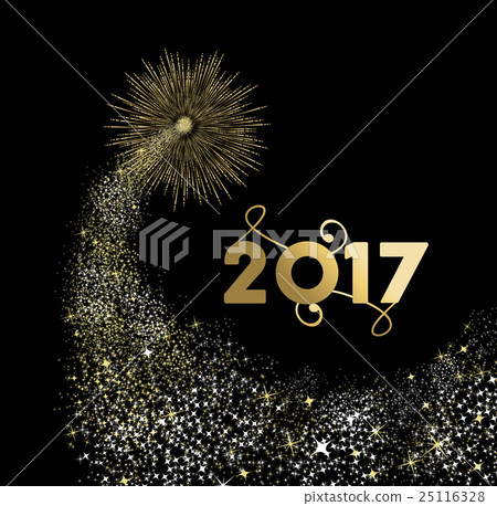 Happy new year 2017 gold firework design Happy new year 2017 gold firework design 25116328