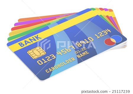 Set of Credit Cards, 3D rendering Set of Credit Cards, 3D rendering 25117239