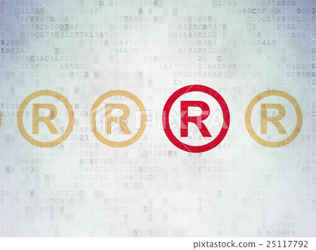 Law concept: registered icon on Digital Data Paper Law concept: registered icon on Digital Data Paper 25117792