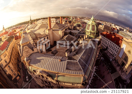 High angle view of the narrow street. Prague High angle view of the narrow street. Prague 25117921
