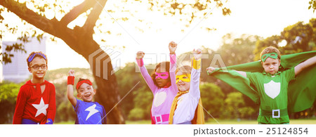 Superheroes Kids Friends Playing Togetherness Fun Concept Superheroes Kids Friends Playing Togetherness Fun Concept 25124854