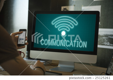 Online Network Wifi COmmunication Icon Concept Online Network Wifi COmmunication Icon Concept 25125261
