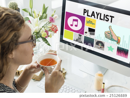 Media Player Audio Entertainment Streaming Concept Media Player Audio Entertainment Streaming Concept 25126889