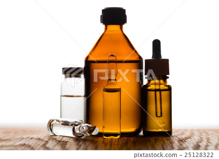 medicament in a glass vial closeup 25128322