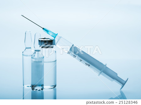 medicament in a glass vial and syringe 25128346