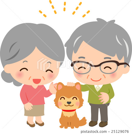Old couple and dogs - Stock Illustration [25129076] - PIXTA