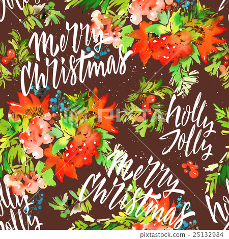Watercolor seamless Christmas pattern - Stock Illustration [25132984 ...