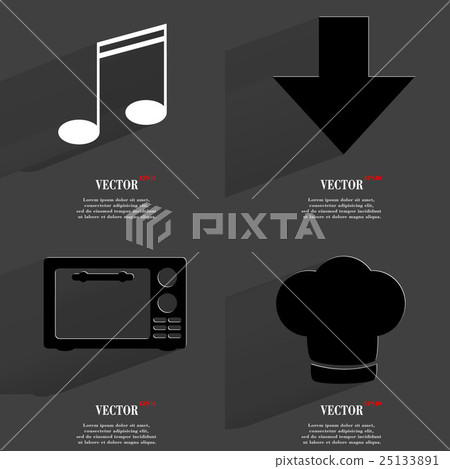 Set of fashionable icons, trending symbols. Flat d 25133891