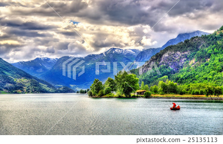 Oppstrynsvatn lake at Hjelle village, Norway 25135113