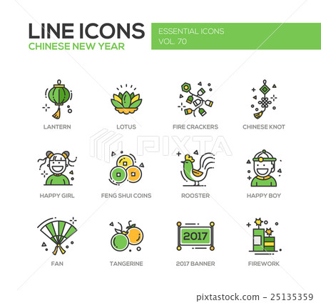 Chinese New Year - line design icons set - Stock Illustration [25135359 ...