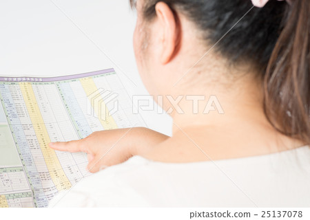 Fat woman seeing health certificate 25137078