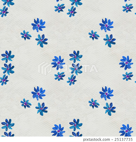 Seamless pattern with blue flowers - Stock Illustration [25137735] - PIXTA