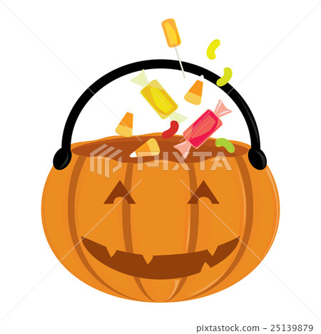 Pumpkin Halloween pail with candy 25139879