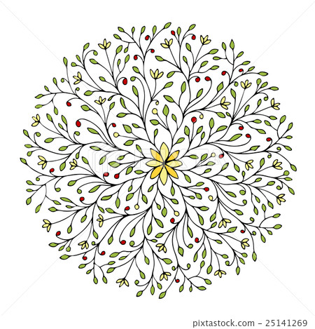 Floral circle ornament, hand drawn sketch for your 25141269