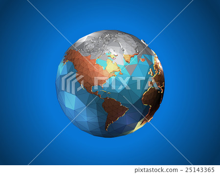 Low poly earth fade from gray to color wireframe Low poly earth fade from gray to color wireframe 25143365