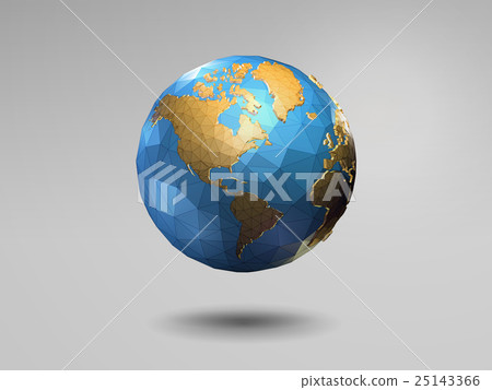 Low poly 3d shiny earth on gray background Low poly 3d shiny earth on gray background 25143366