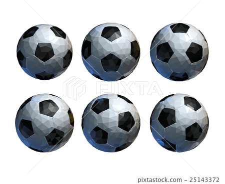 Low poly 3D football soccer ball in six view point 25143372