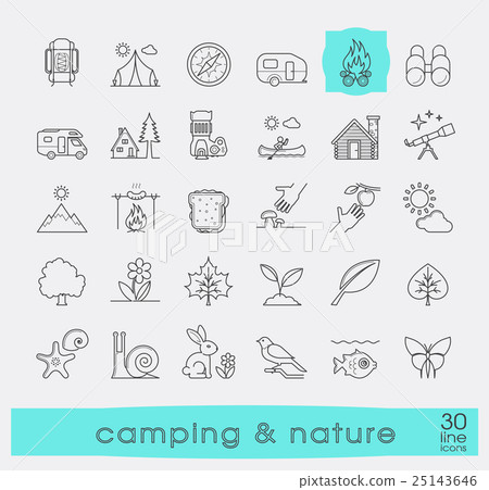 Set of camping and nature icons. 25143646