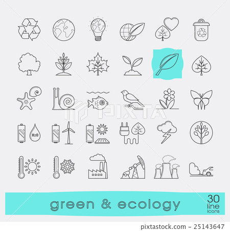 Set of line ecology icons. 25143647