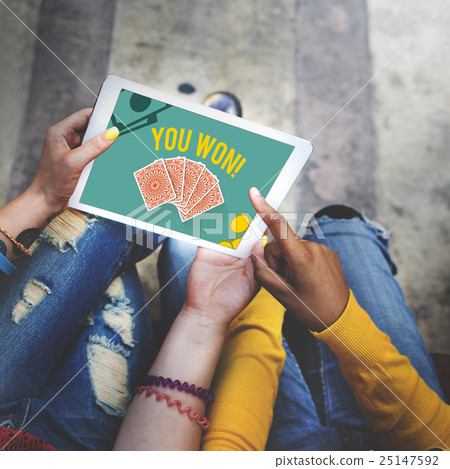 You Won Message Playing Cards Concept 25147592